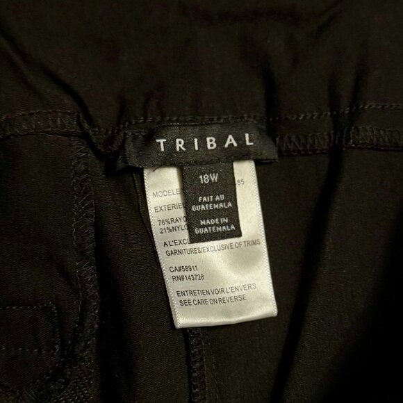 Tribal Black Pull On Dress Pants Size 18W Stretch - Picture 3 of 3
